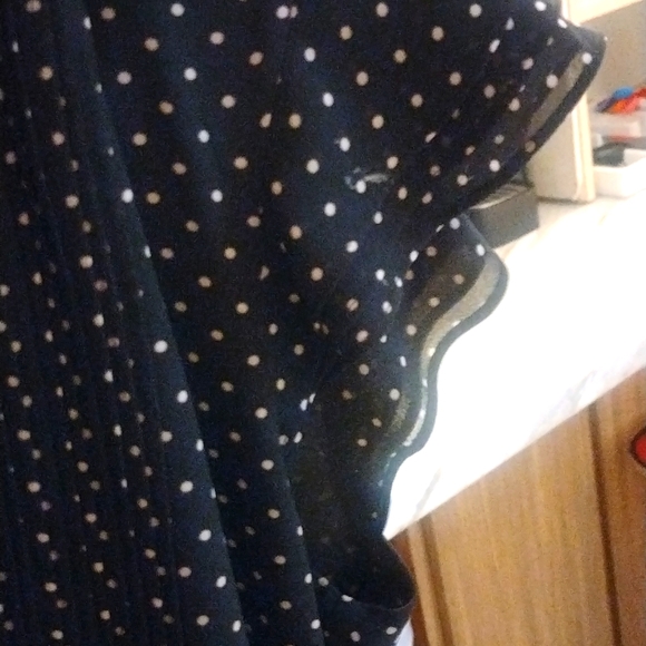 4/$20 H&M black & white polka dot button up dress with ruffled cap sleeves-8 - Picture 4 of 7